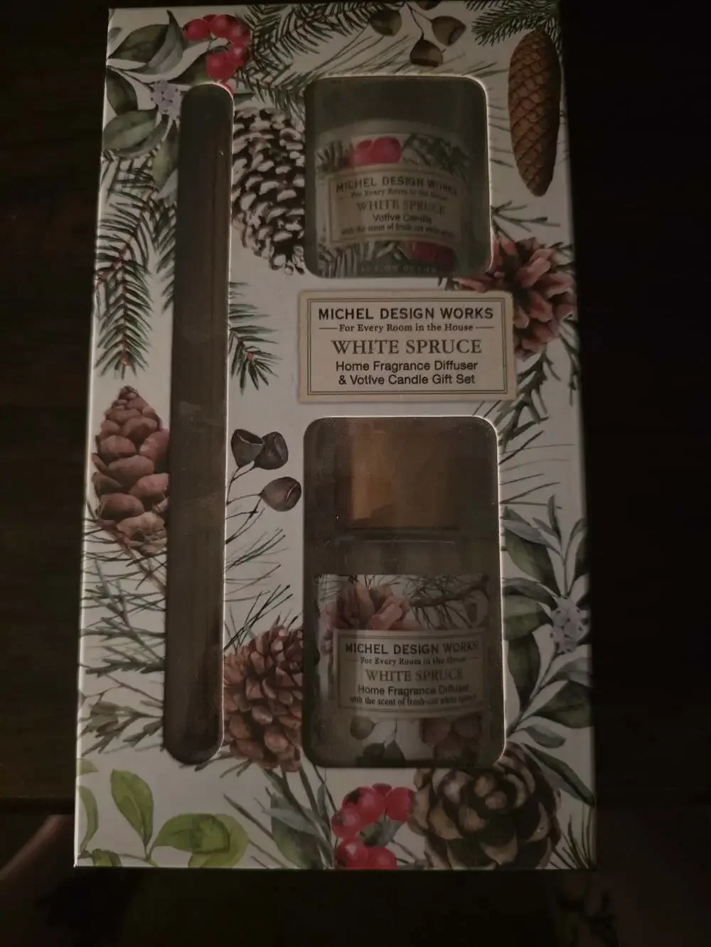 Michel Design Works White Spruce Diffuser & Votive Candle Gift Set